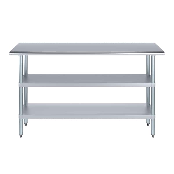 14x60 Prep Table With Stainless Steel Top And 2 Shelves